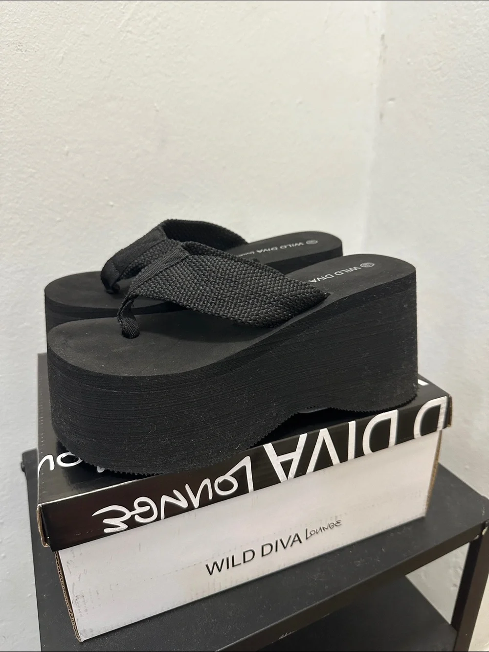 DIVA Lounge Black Chunky Platform Flip Flops
